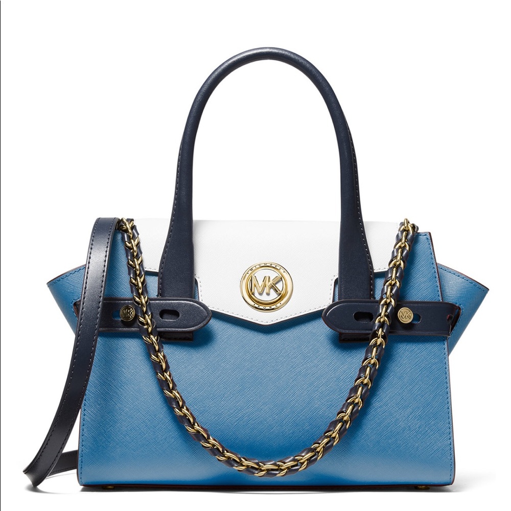 Michael Kors Carmen Flap Belted Leather Satchel - Picture 6 of 17